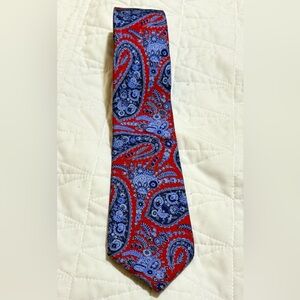 Lauren Ralph Lauren Red Blue Paisley 100% Silk Necktie